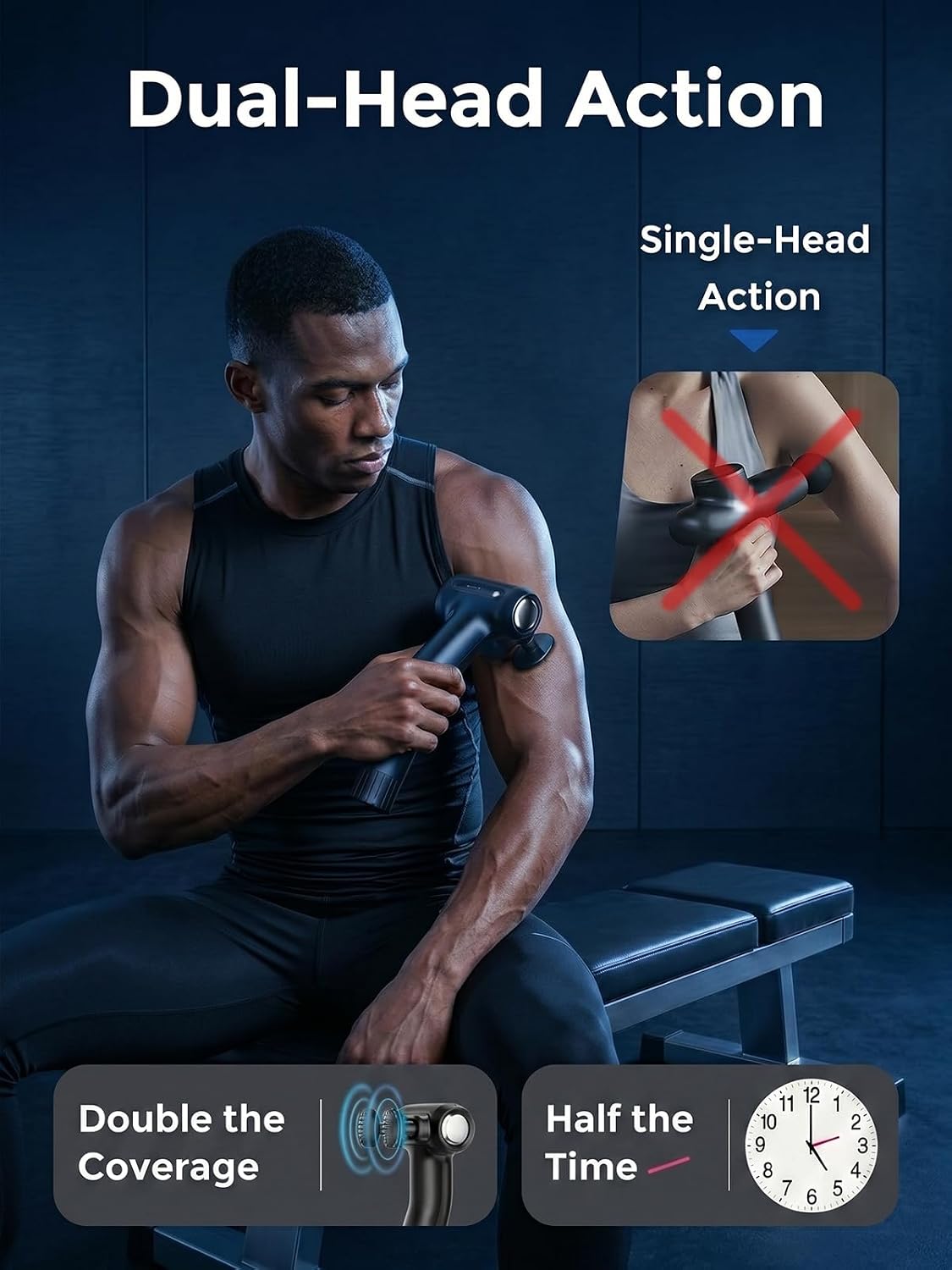 Dual-Head Handheld Percussion Muscle Massager - 8