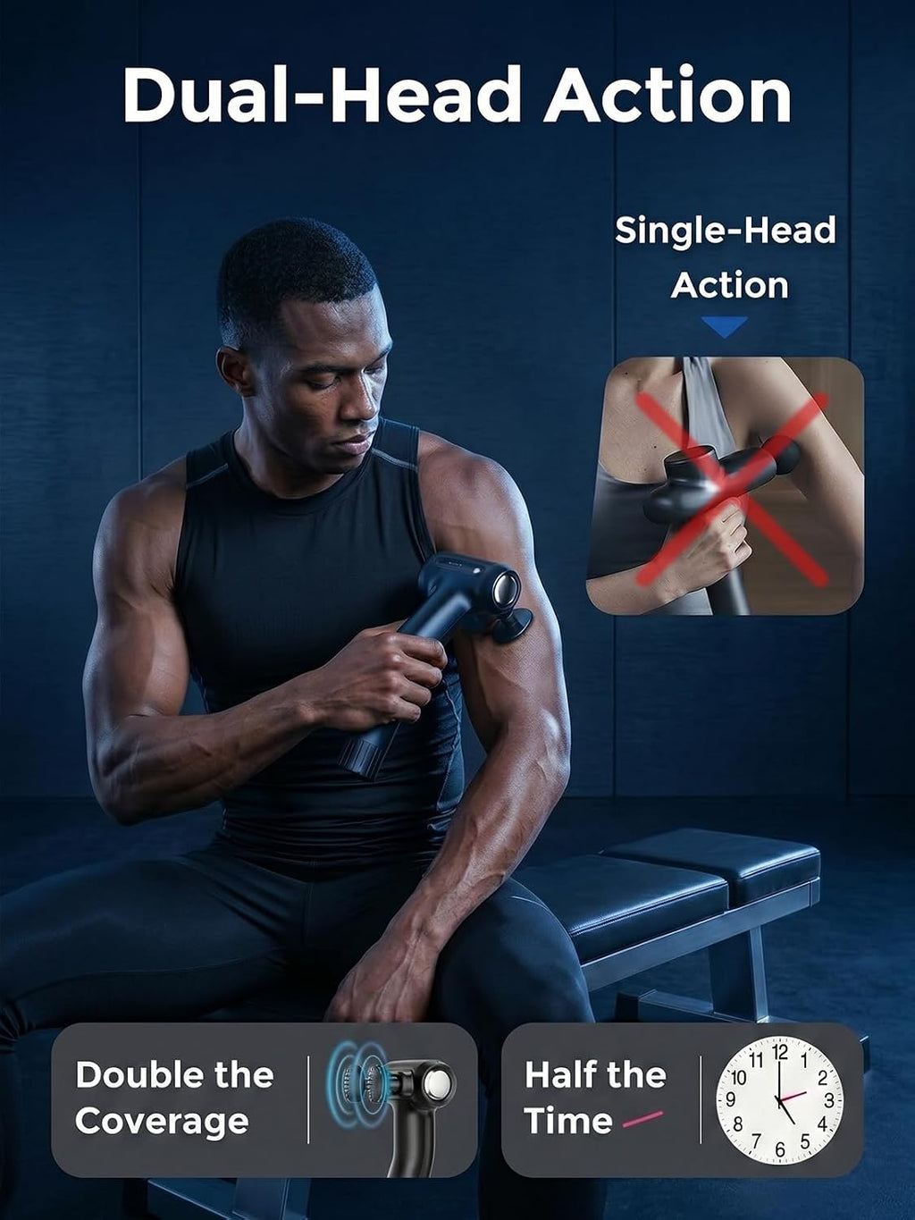 Dual-Head Handheld Percussion Muscle Massager
