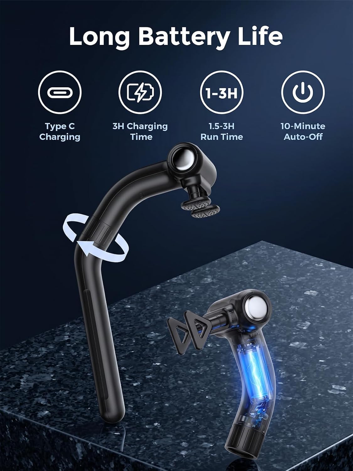Dual-Head Handheld Percussion Muscle Massager - 12