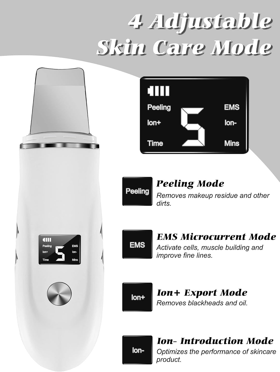 4-in-1 Ultrasonic Facial Skin Scrubber and Pore Cleaner