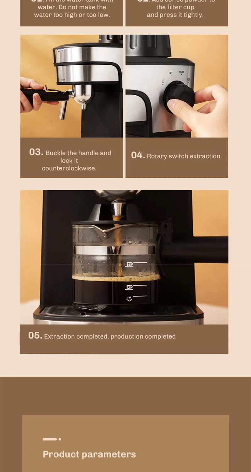 Semi-Automatic Espresso and Cappuccino Coffee Maker - 23