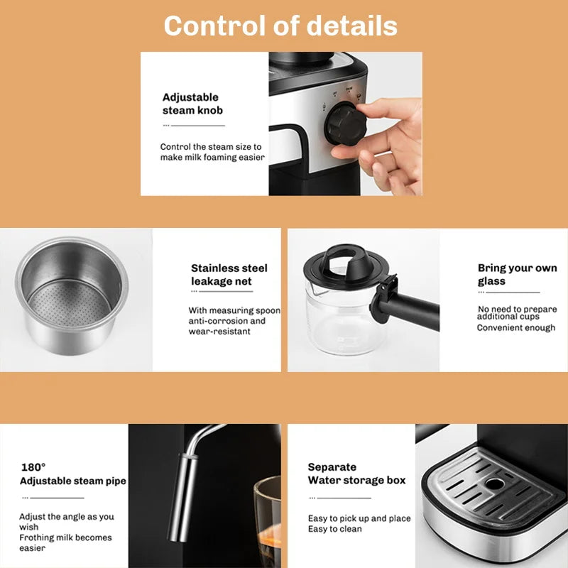 Semi-Automatic Espresso and Cappuccino Coffee Maker - 3