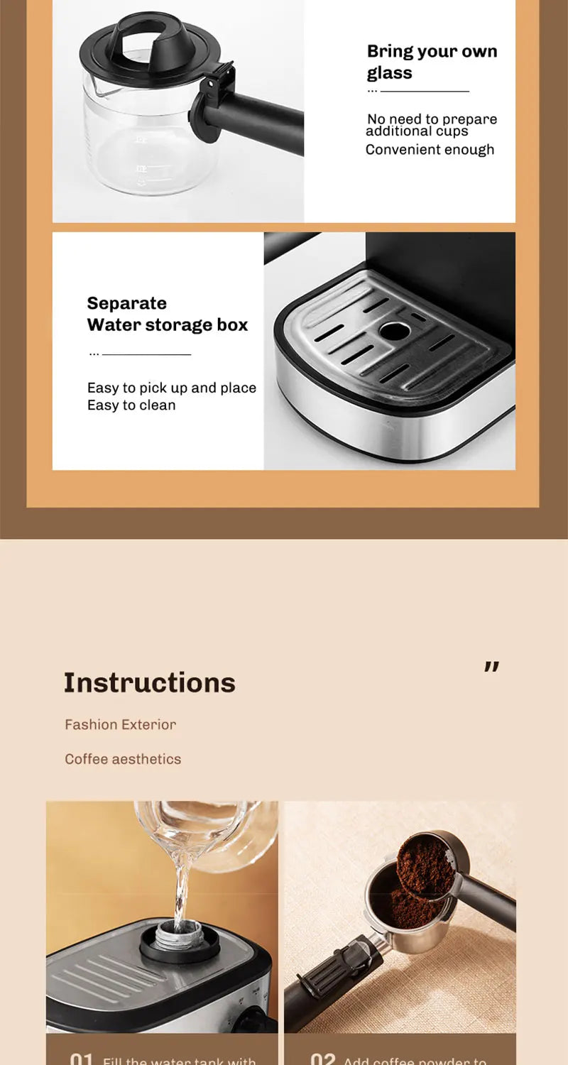 Semi-Automatic Espresso and Cappuccino Coffee Maker