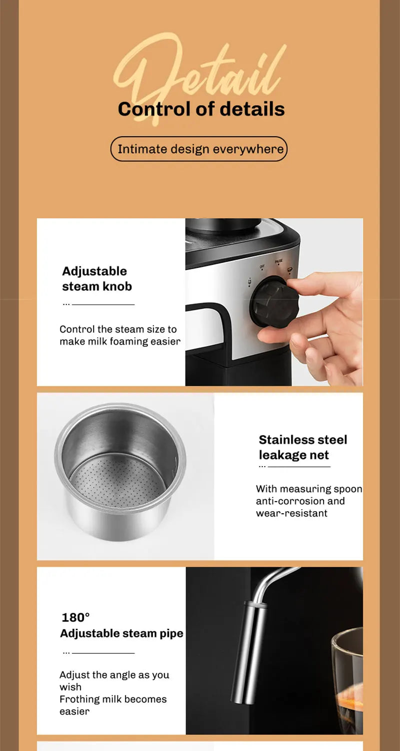 Semi-Automatic Espresso and Cappuccino Coffee Maker