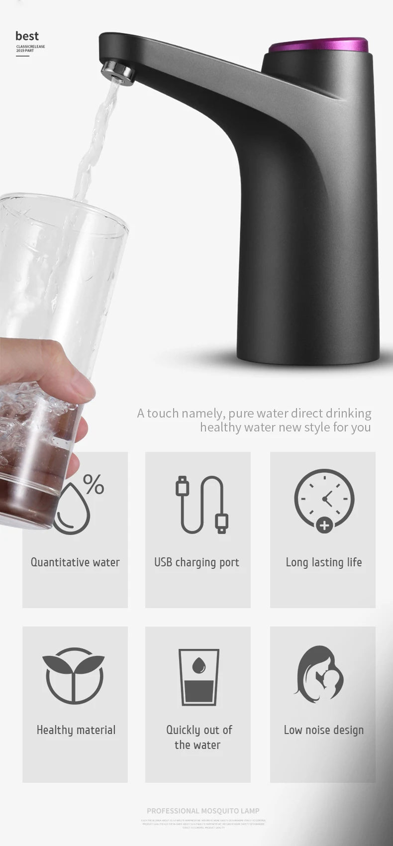 Automatic Portable Electric Water Bottle Pump Dispenser