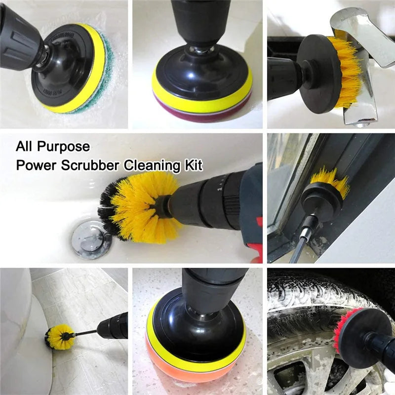Electric Drill Power Scrubber Brush Kit for Deep Cleaning - 13