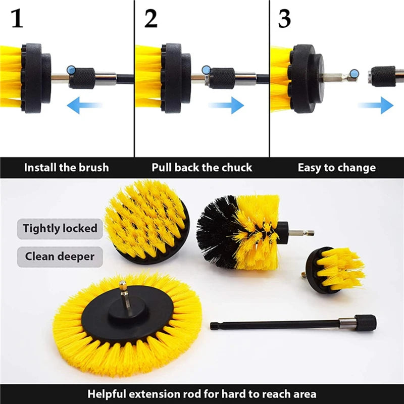 Electric Drill Power Scrubber Brush Kit for Deep Cleaning