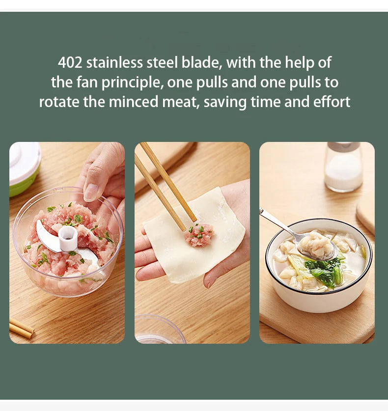 Manual Hand-Pull Vegetable Chopper and Garlic Grinder