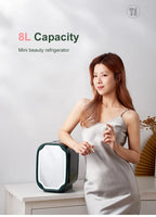 Portable Mini Skincare Fridge with LED Mirror for Home and Travel