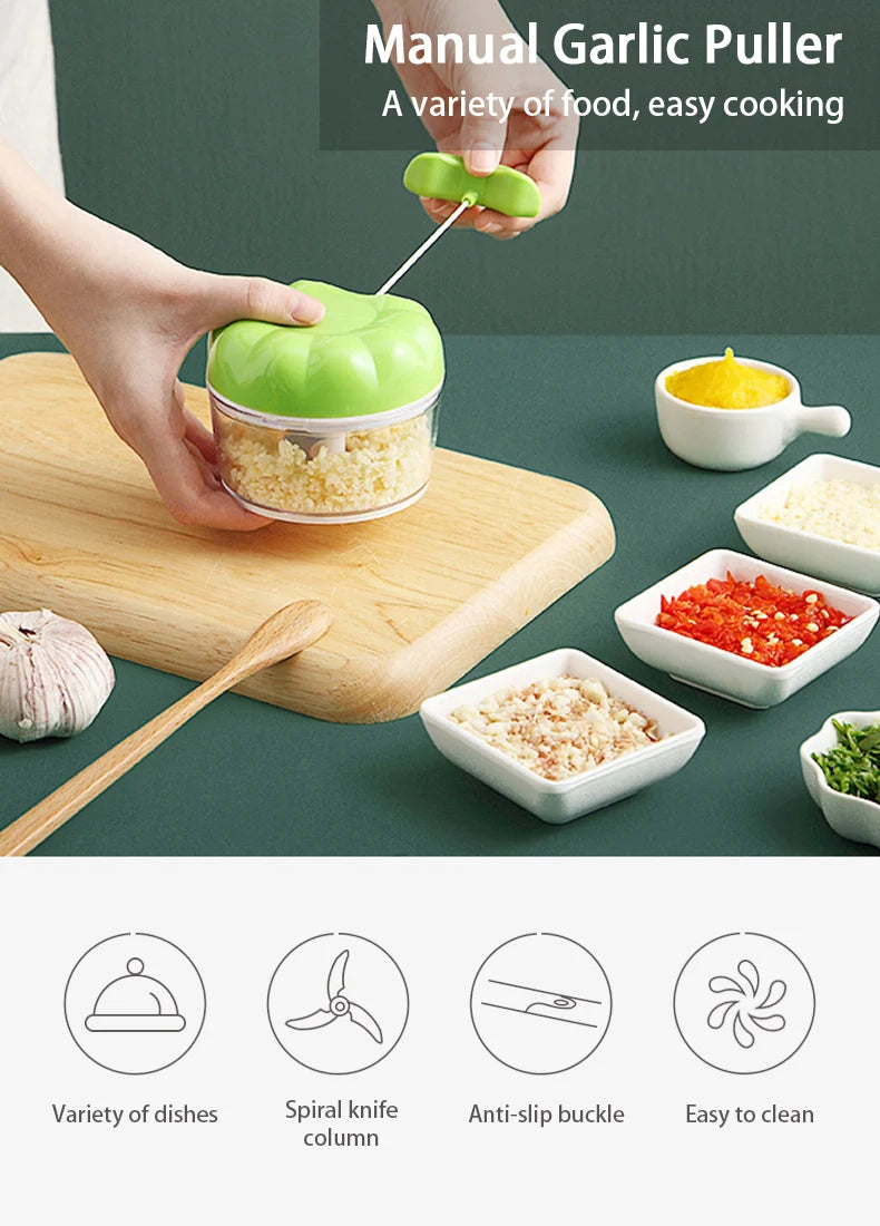 Manual Hand-Pull Vegetable Chopper and Garlic Grinder