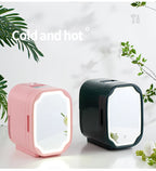 Portable Mini Skincare Fridge with LED Mirror for Home and Travel