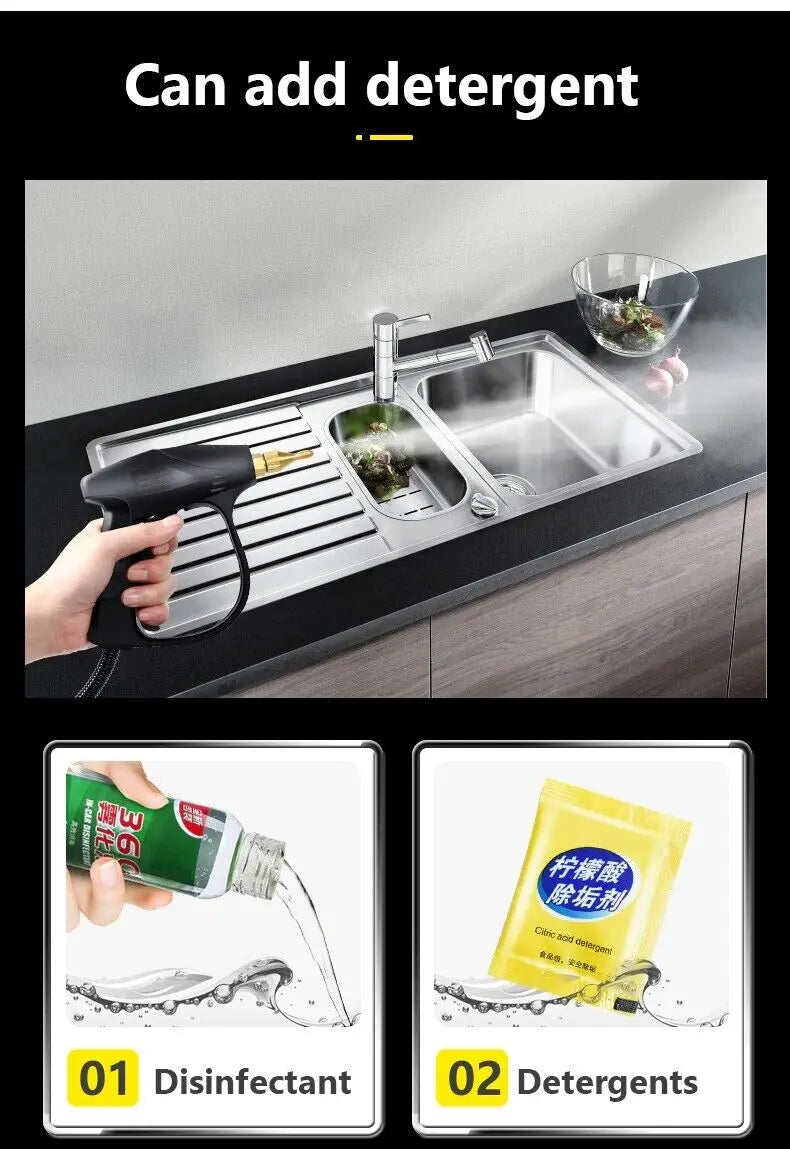 High-Pressure Portable Steam Cleaner for Home and Auto - 12