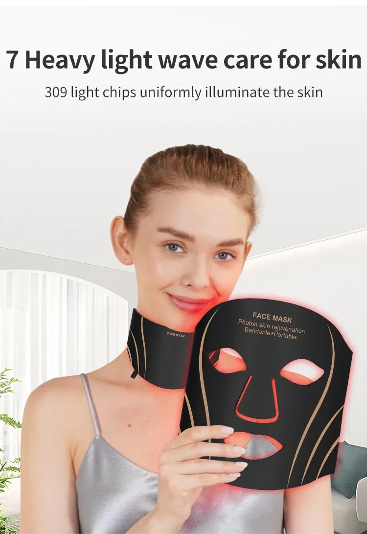 7-Color LED Face and Neck Rejuvenation Mask - 8