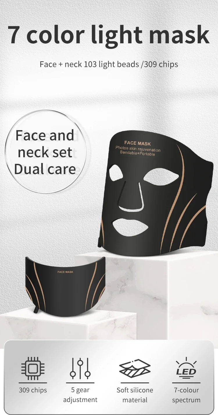 7-Color LED Face and Neck Rejuvenation Mask