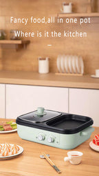 2-in-1 Electric Hot Pot and Grill for Indoor BBQ