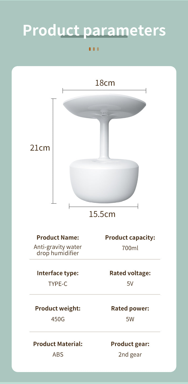 Anti-Gravity LED Water Drop Humidifier - 21