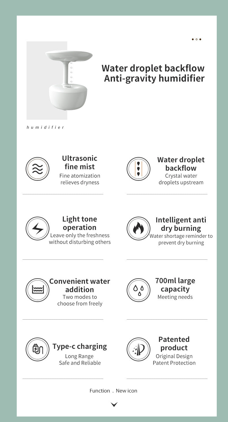 Anti-Gravity LED Water Drop Humidifier - 8