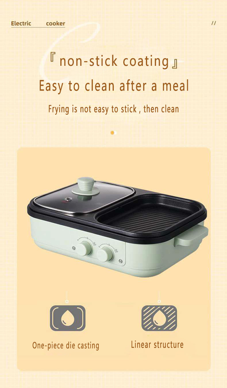 2-in-1 Electric Hot Pot and Grill for Indoor BBQ