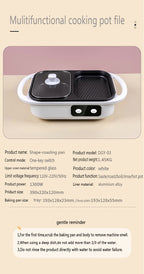 2-in-1 Electric Hot Pot and Grill for Indoor BBQ