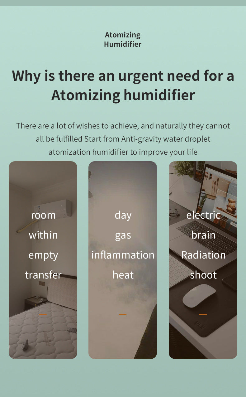 Anti-Gravity LED Water Drop Humidifier