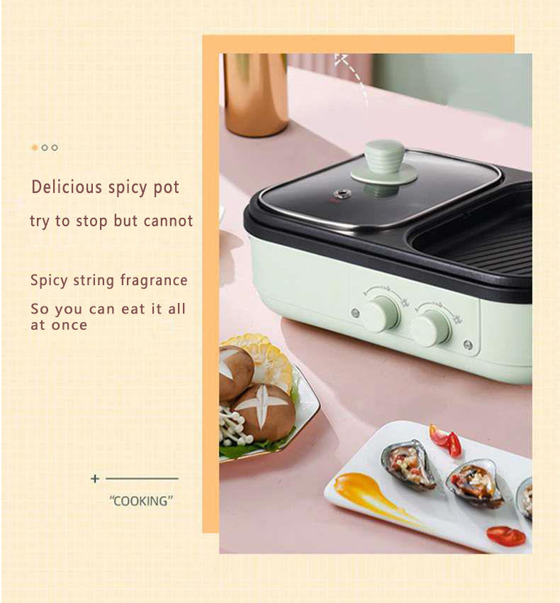 2-in-1 Electric Hot Pot and Grill for Indoor BBQ