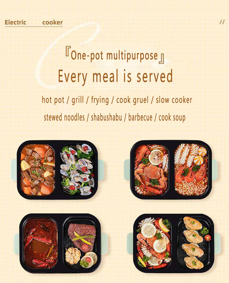 2-in-1 Electric Hot Pot and Grill for Indoor BBQ