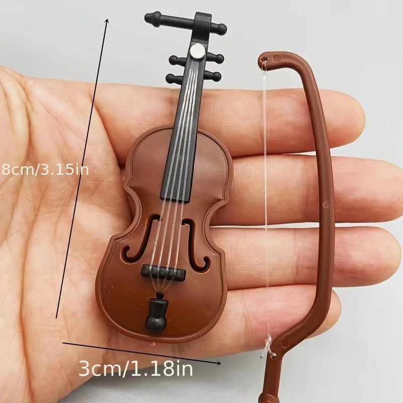 Miniature Violin Prop for Dollhouse and Home Decor