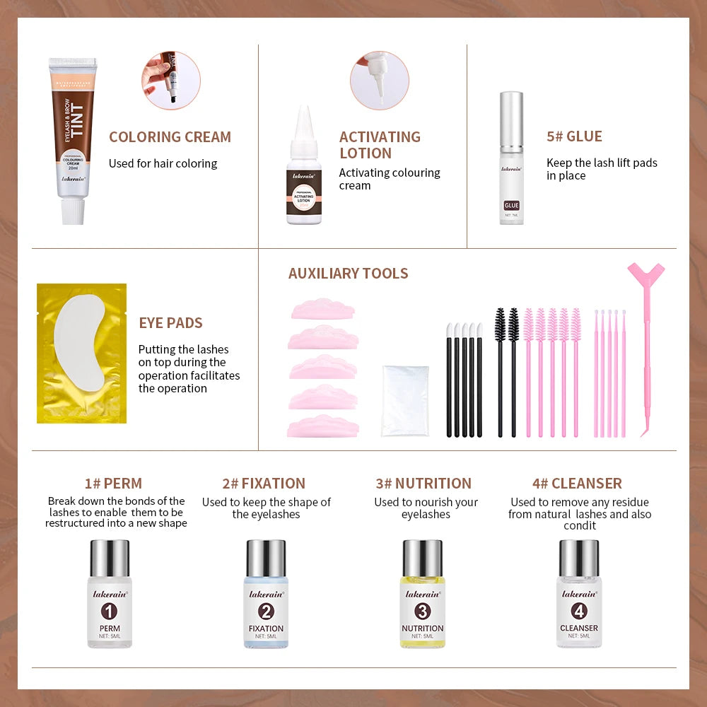 Professional Eyelash and Eyebrow Lifting and Tinting Kit