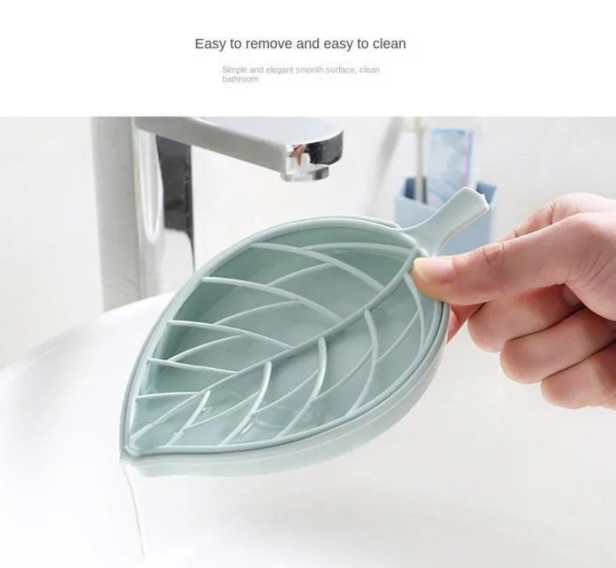 Leaf-Shaped Self-Draining Soap Holder for Bathroom and Shower