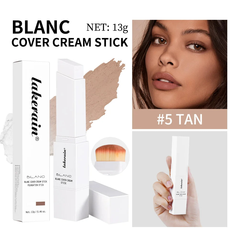 Full Coverage Cream Foundation Stick with Built-in Blending Brush