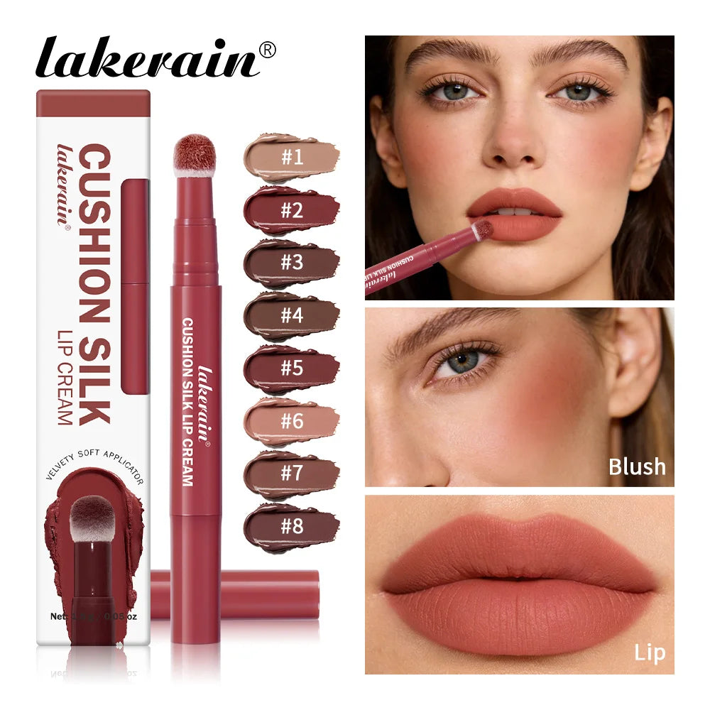 2-in-1 Waterproof Lip Cream and Blush with Air Cushion Applicator
