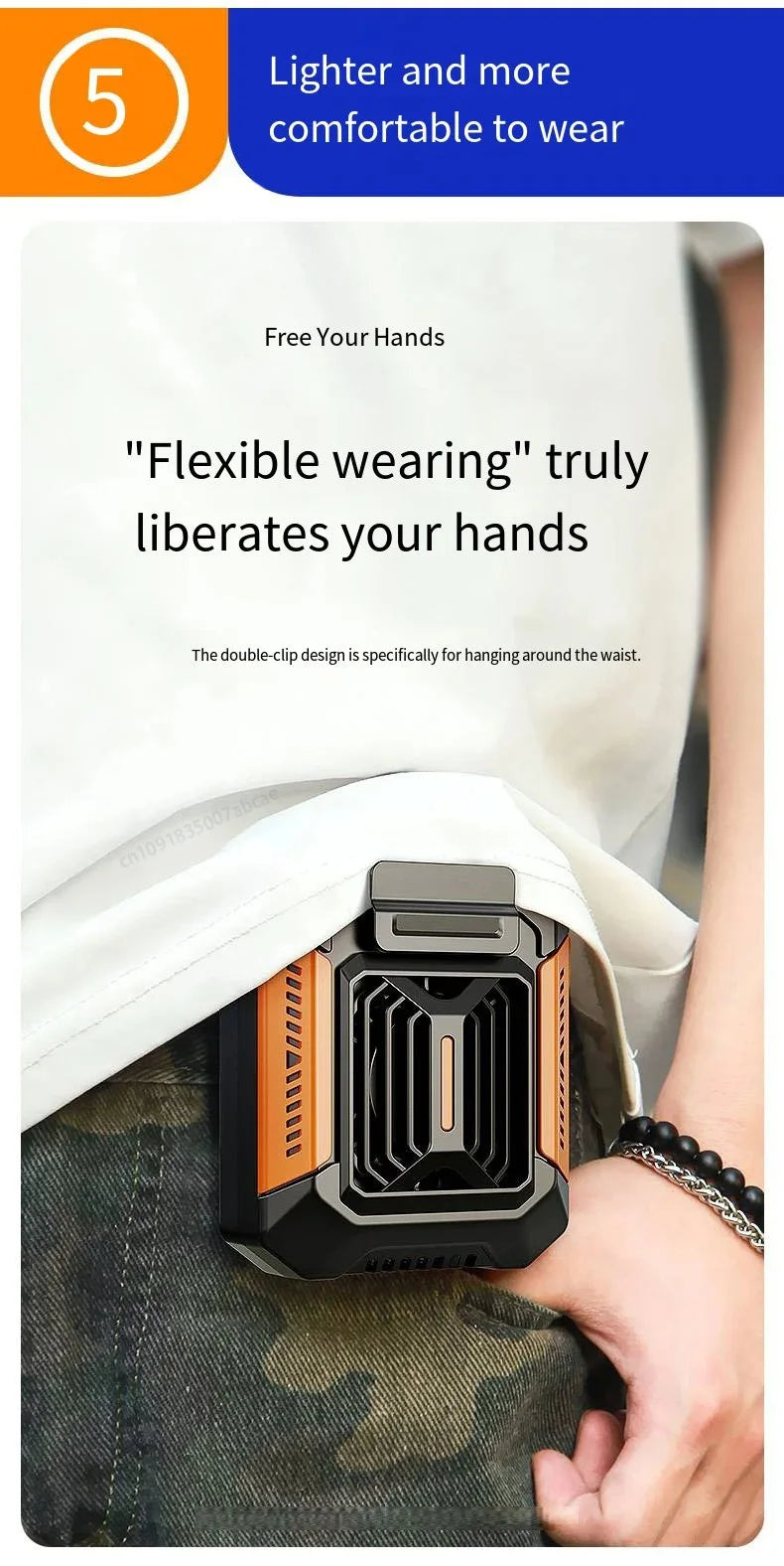 Portable Waist Clip Cooling Fan with Power Bank