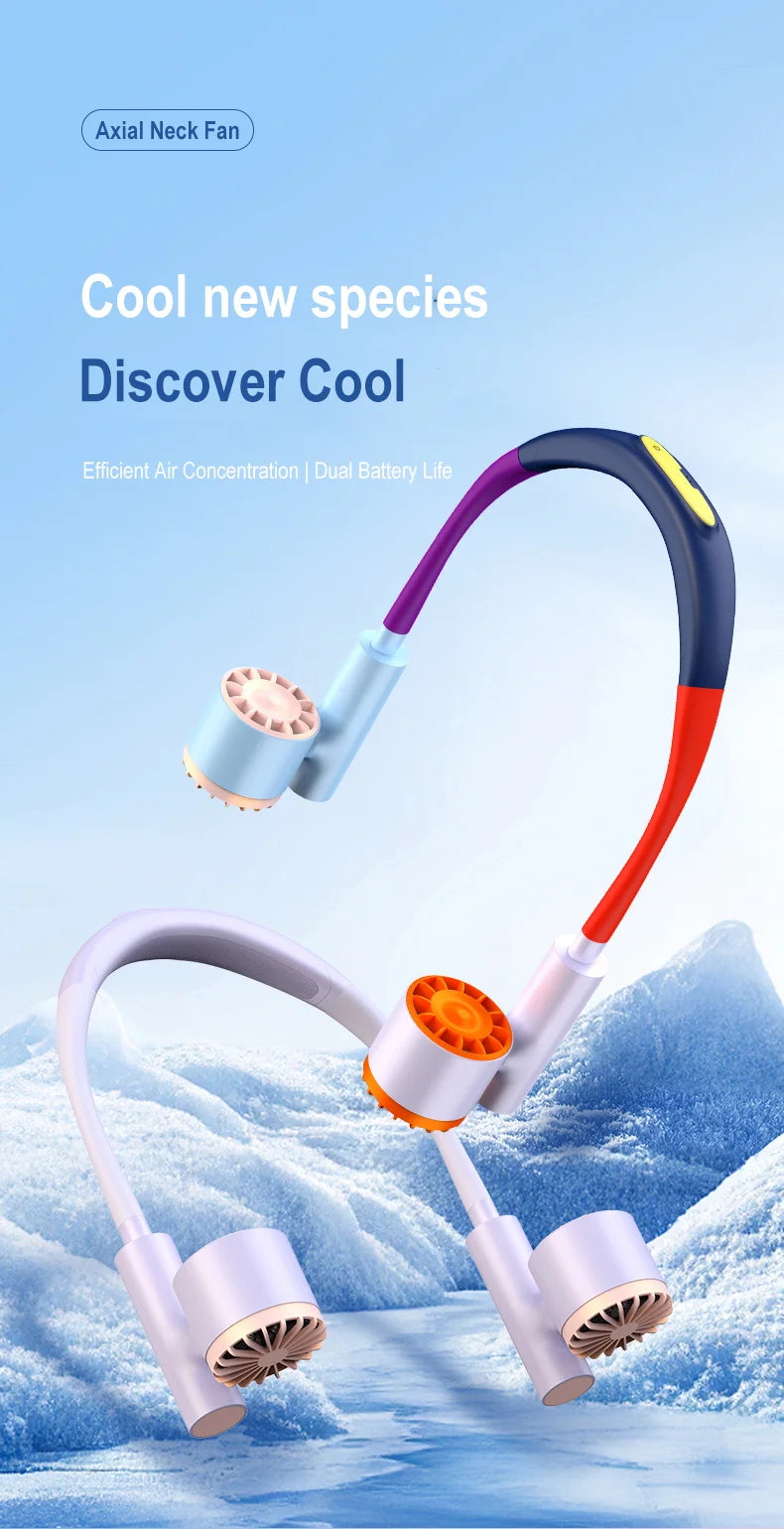 Portable Rechargeable Hands-Free Neck Fan for Travel and Sports