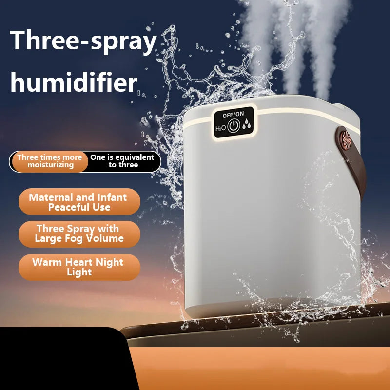 Triple Nozzle Air Humidifier with Night Light - 1