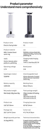 Electric Cordless Foot Callus Remover with 6 Speed Settings