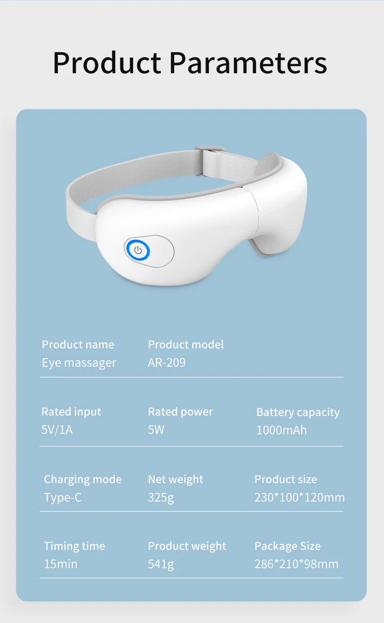 Rechargeable Eye Massager with Air Pressure and Heat - 19