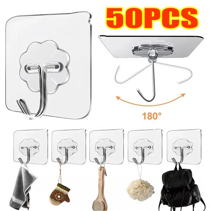 Heavy Duty Transparent Adhesive Wall Hooks - 1
