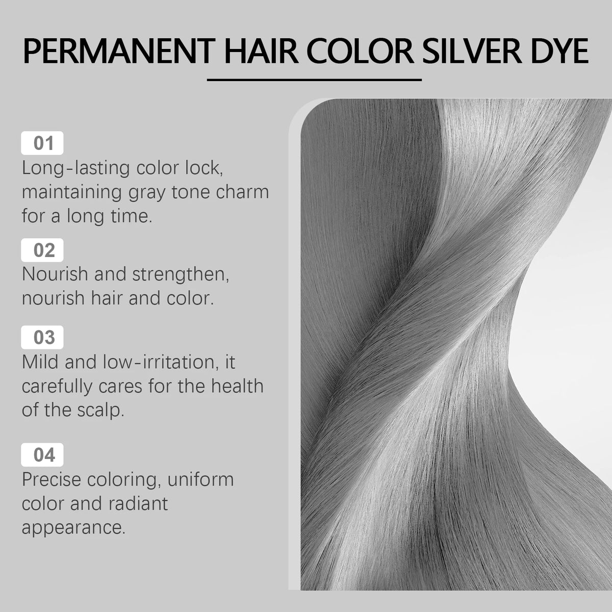 Permanent Silver Gray Hair Dye Cream