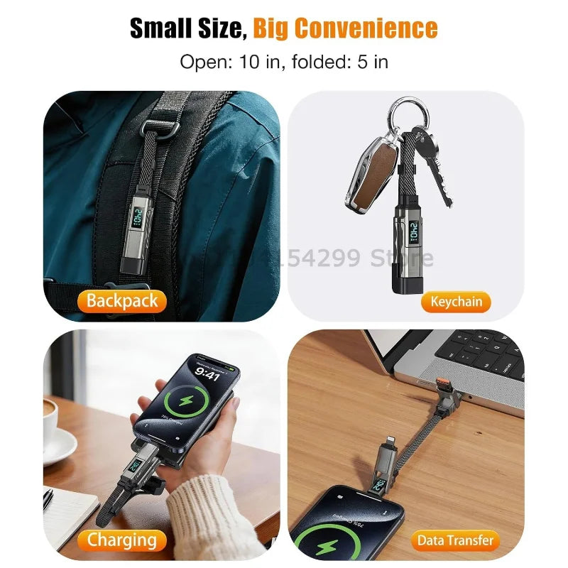 4-in-1 Fast Charging Keychain Cable with Digital Display - 6