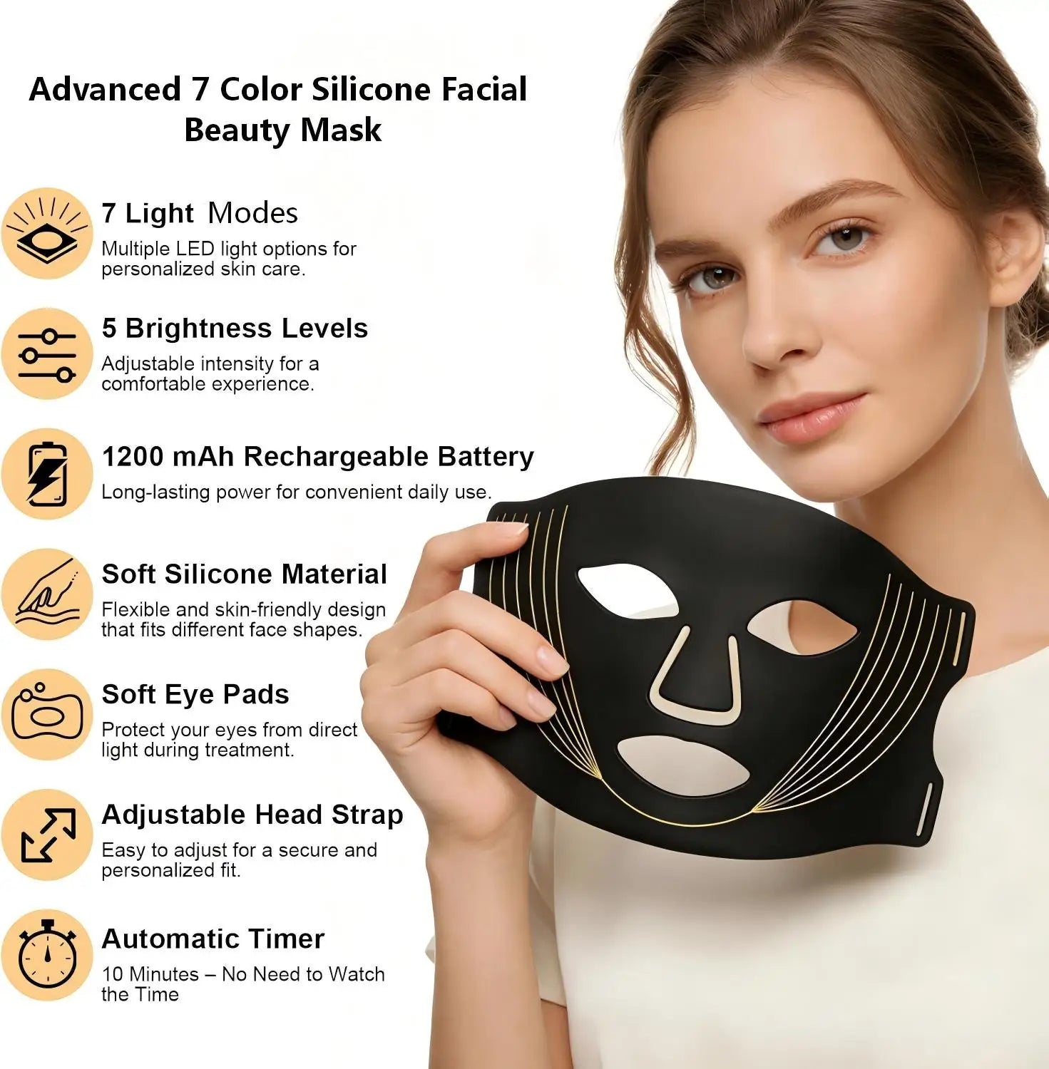7-Color LED Light Therapy Facial Mask for Skin Rejuvenation - 2