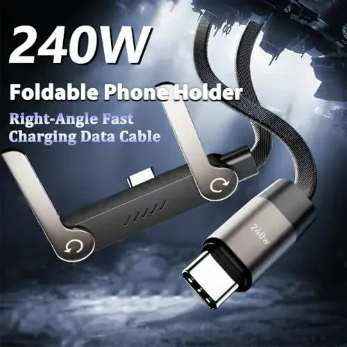 240W Fast Charging Cable with Integrated Phone Stand - 7