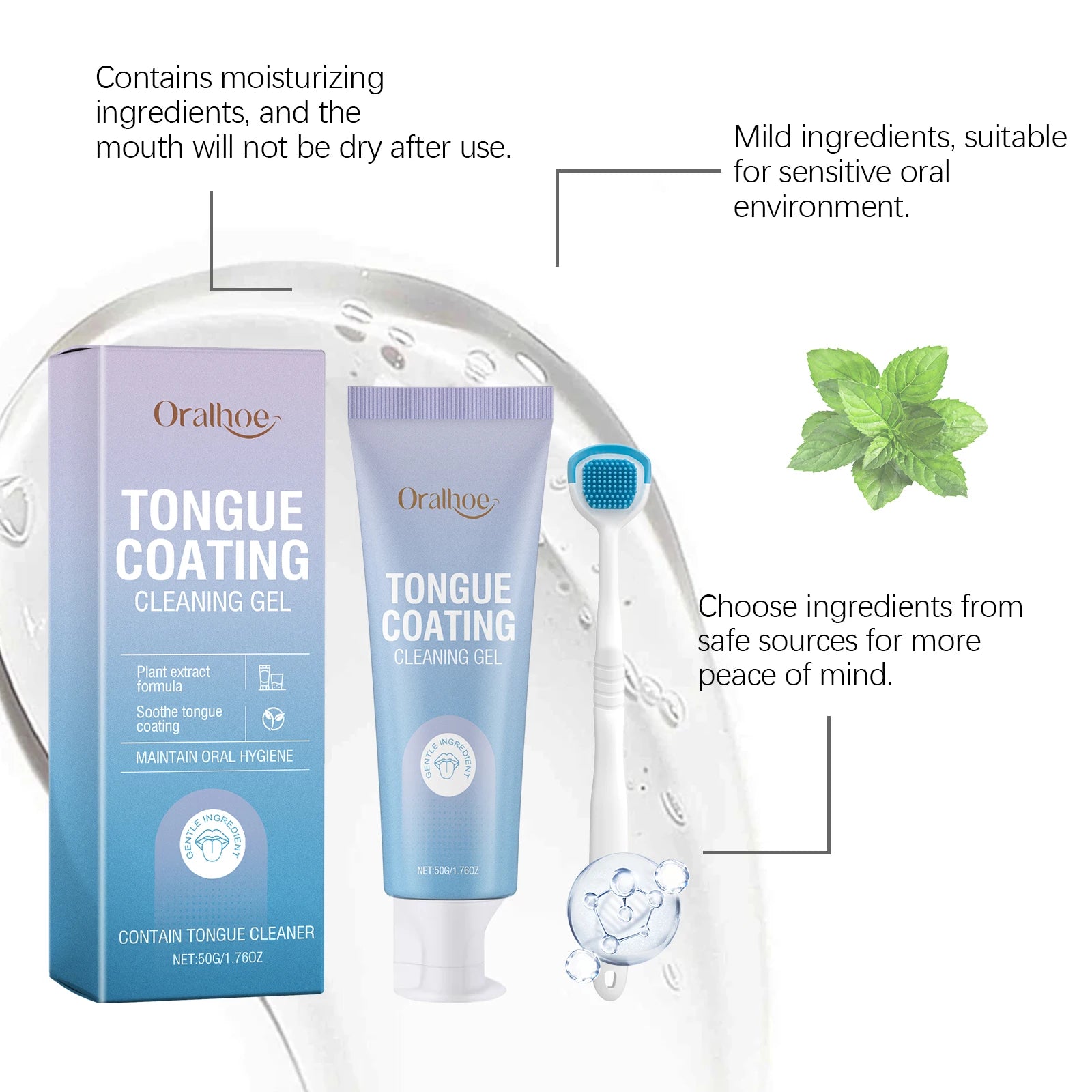 Tongue Cleaning Gel and Scraper Brush Kit - 13