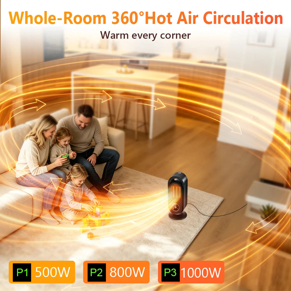 Portable Electric Ceramic Desktop Heater with Timer