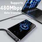 240W Fast Charging Cable with Integrated Phone Stand