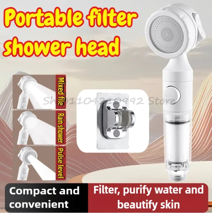 Portable Pressurized Shower Head for Travel and Home