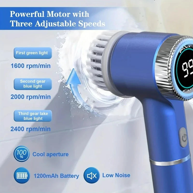 Electric Power Spin Scrubber with 5 Replaceable Brush Heads