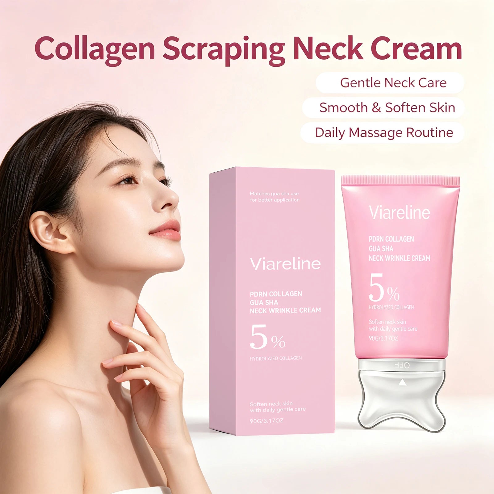Collagen Firming Neck Cream with Integrated Gua Sha Massager - 1