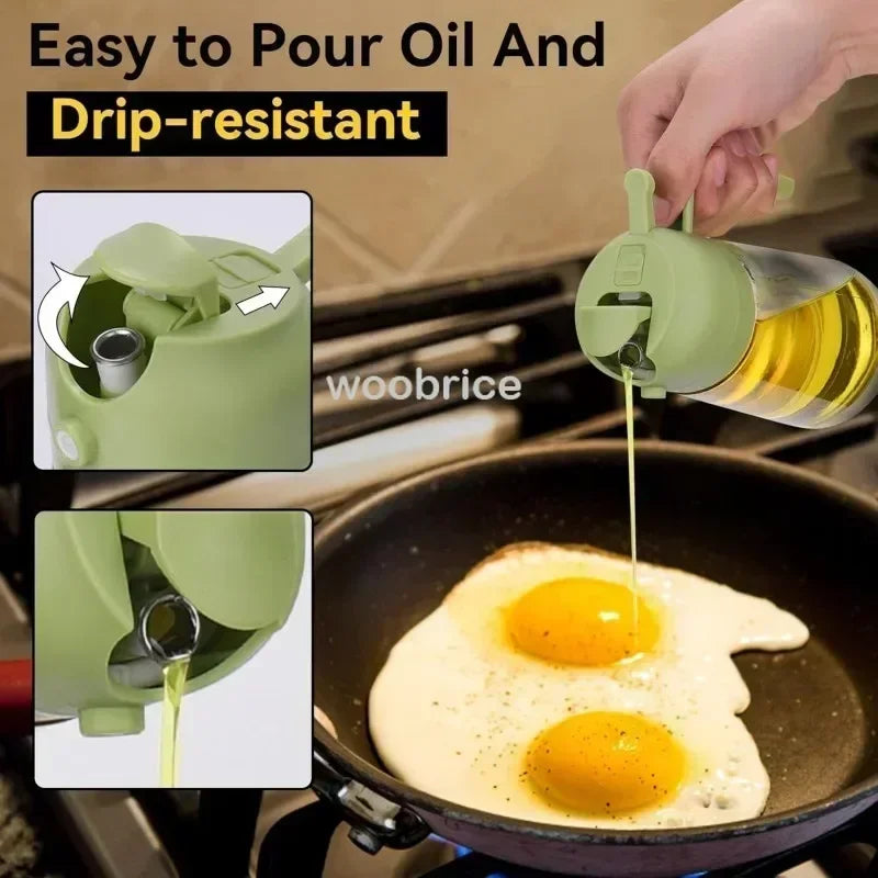2-in-1 Glass Oil Dispenser and Kitchen Spray Bottle