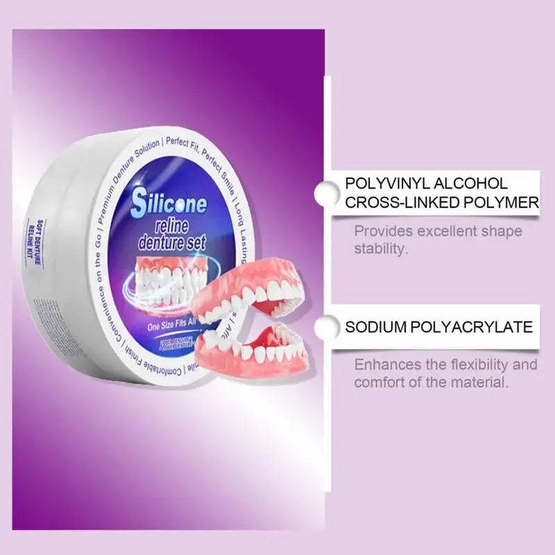 Temporary Silicone Denture Reliner Kit for Comfort and Fit