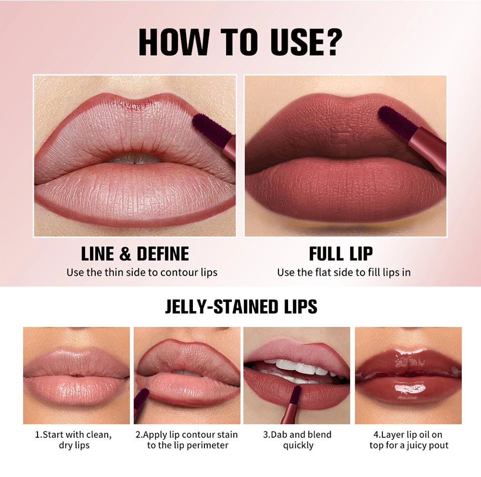 Waterproof Ballpoint Felt Tip Lip Liner Stain